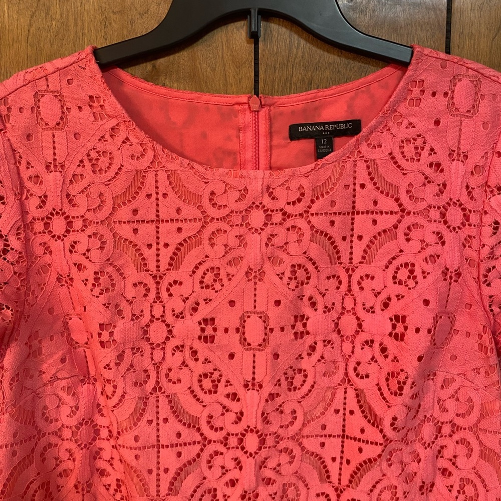 Banana Republic Vibrant Pink Lace Mini Dress - Picture 3 of 4